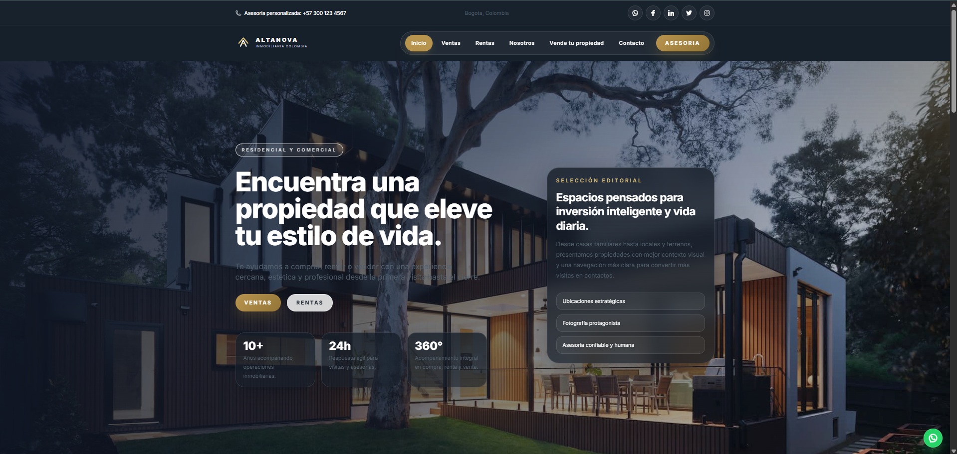 Captura de pantalla del proyecto Altanova Inmobiliaria