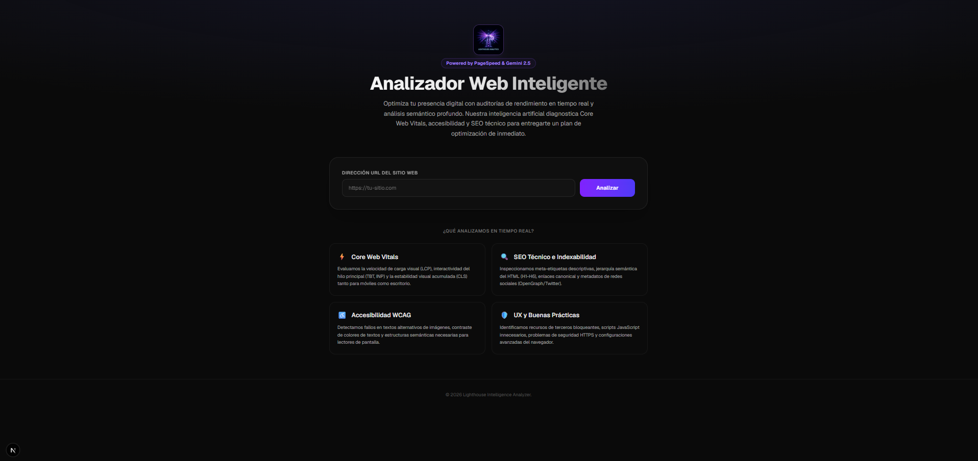 Captura de pantalla del proyecto Analizador Web Inteligente